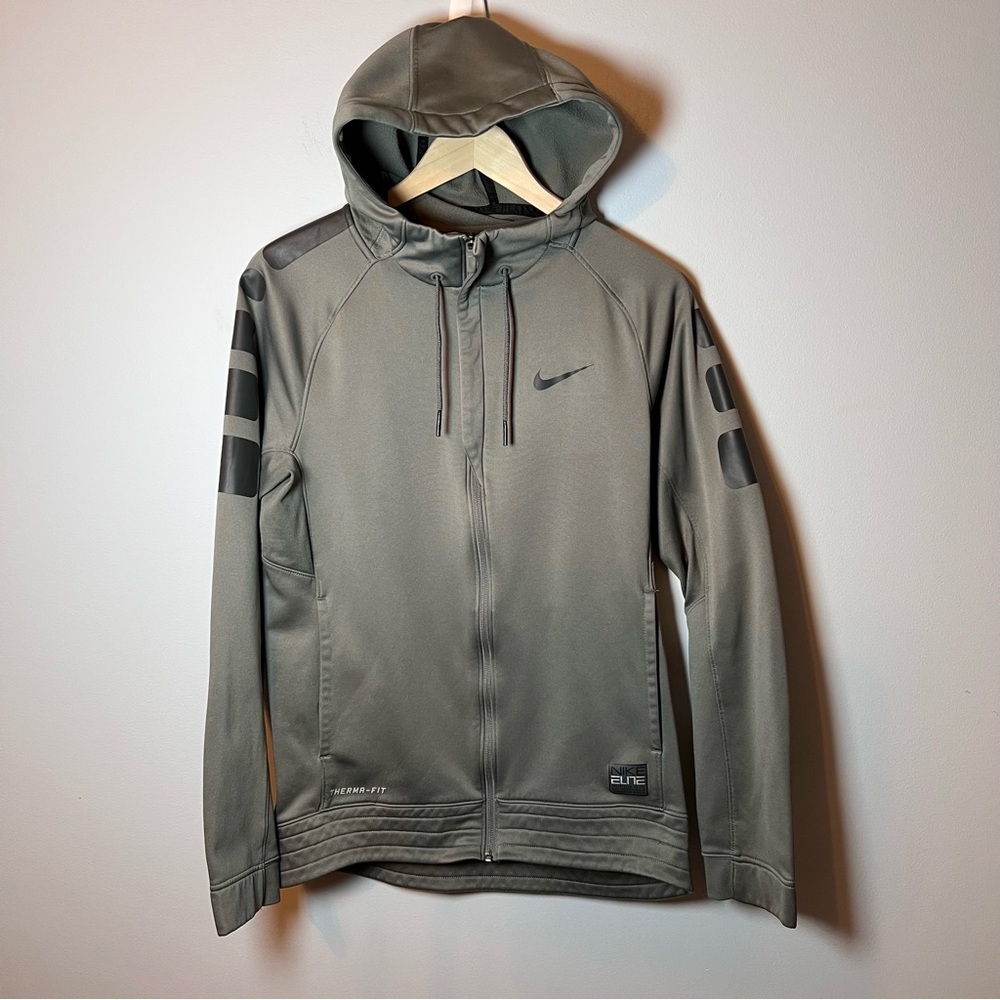 Nike Elite Therma-FIT Full Zip Hooded Jacket Men’s S Gray with black accents